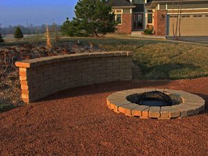 Fire pit with knee wall and spardust path